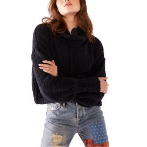 Free People Be Yours Cowl Neck Sweater Black NWT